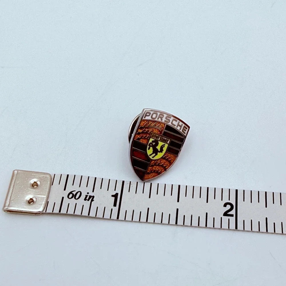 Porsche Crest Enamel Lapel Pin Stuttgart Shield Logo Gold Red Black Hat Pin